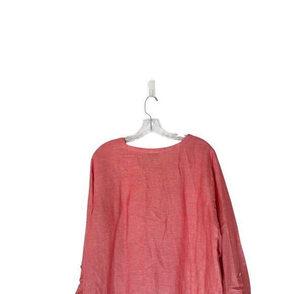 J. Jill Red Lightweight Basic Lagenlook Coastal Grandma Linen Blouse Size Large - Picture 9 of 13